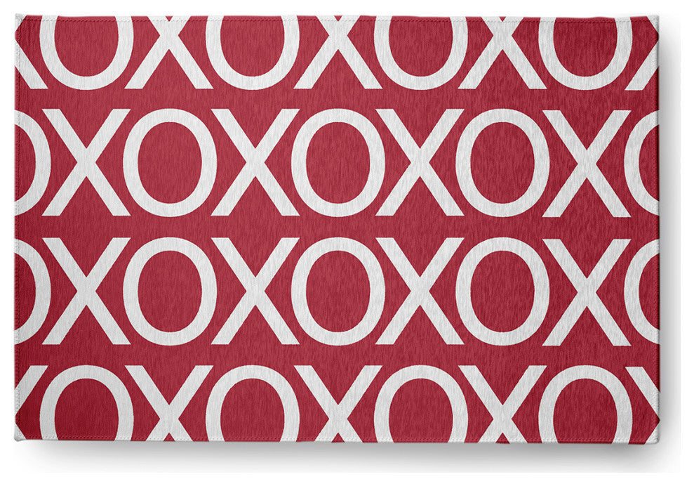 Hugs and Kisses Valentines Chenille Rug, Brick, 2'x3'