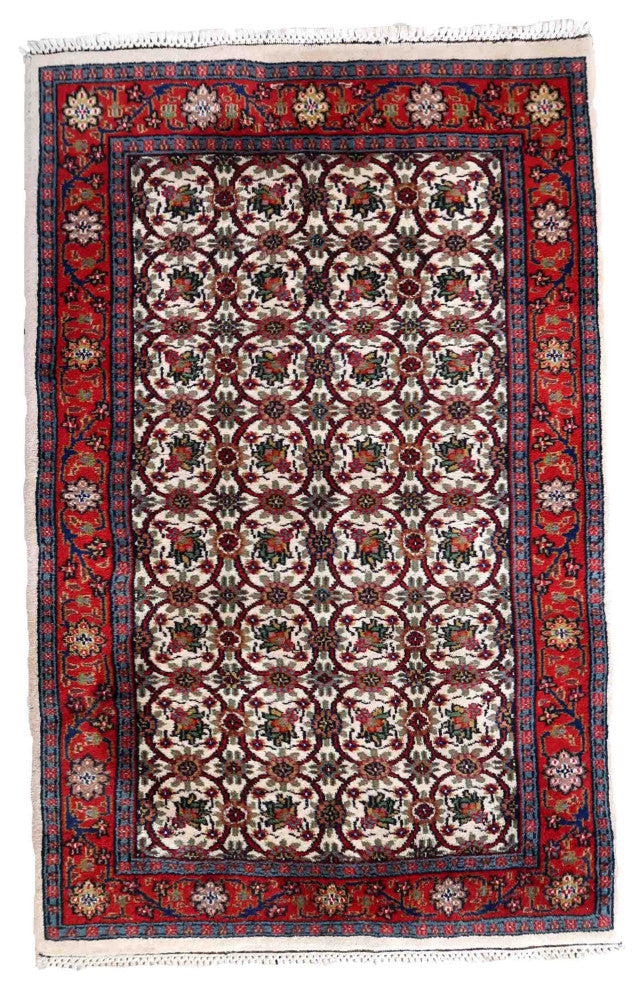 Handmade Vintage Indian Mahal Rug 2.5'x4.1', 78cmx125cm 1970s