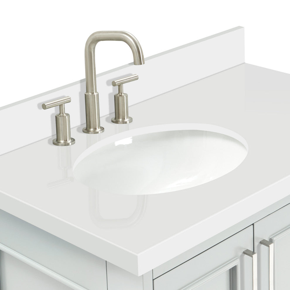 Ariel Stafford 37" Single Left Offset Oval Sink Bathroom Vanity