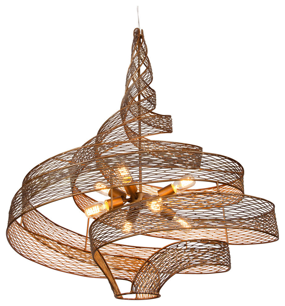 Flow 8-Light Twist Pendant, Hammered Ore