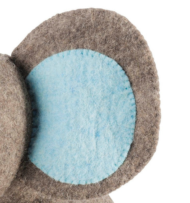 Elephant Door Stop in Hand Felted Wool, Blue