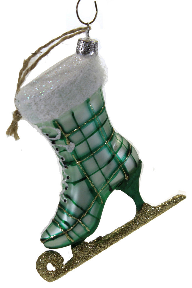 Holiday Plaid Ice Skate Tree Ornament Skating Olympics Blade