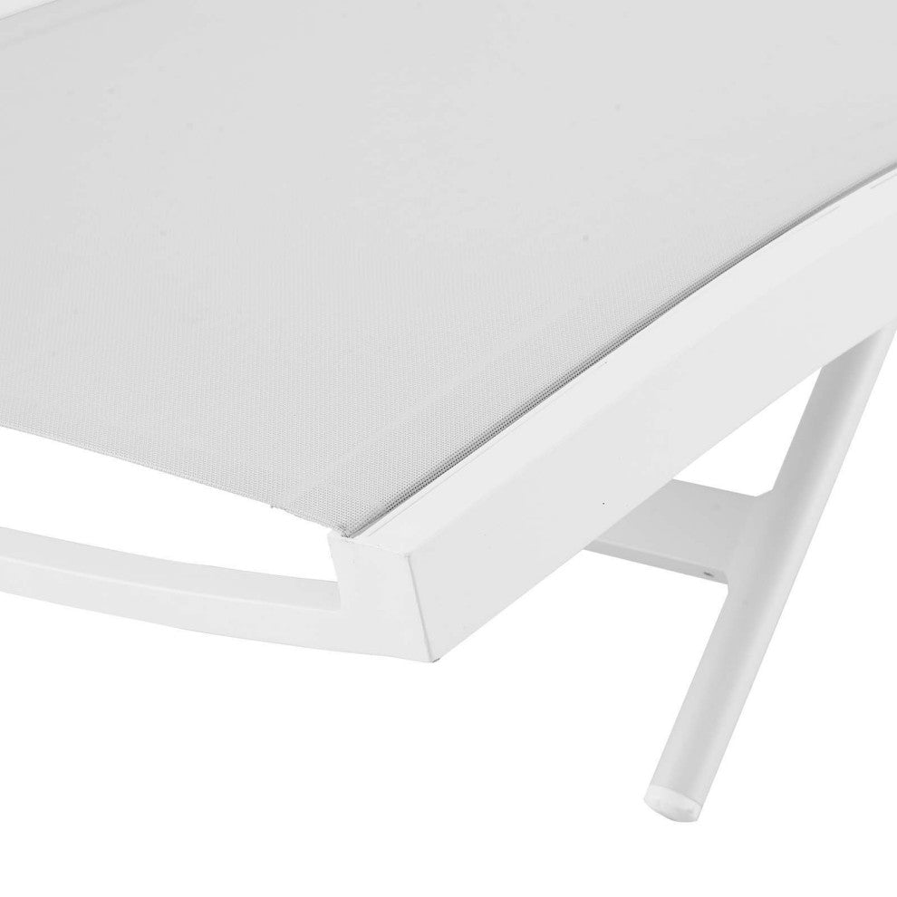 Lounge Chair Chaise, Set of 2, Aluminum, Metal, White, Modern, Outdoor Patio
