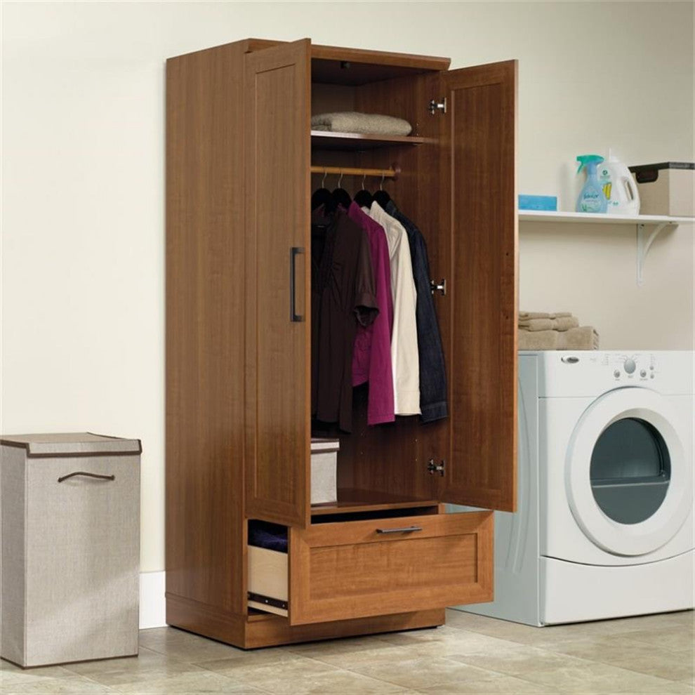 Sauder HomePlus Engineered Wood Wardrobe Armoire in Sienna Oak Finish
