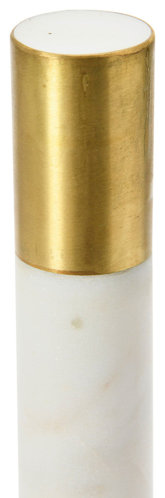 Marble Towel Holder With Brass Top, White