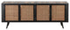 Natural Boat Wood and Rattan TV Dresser With 4 Doors