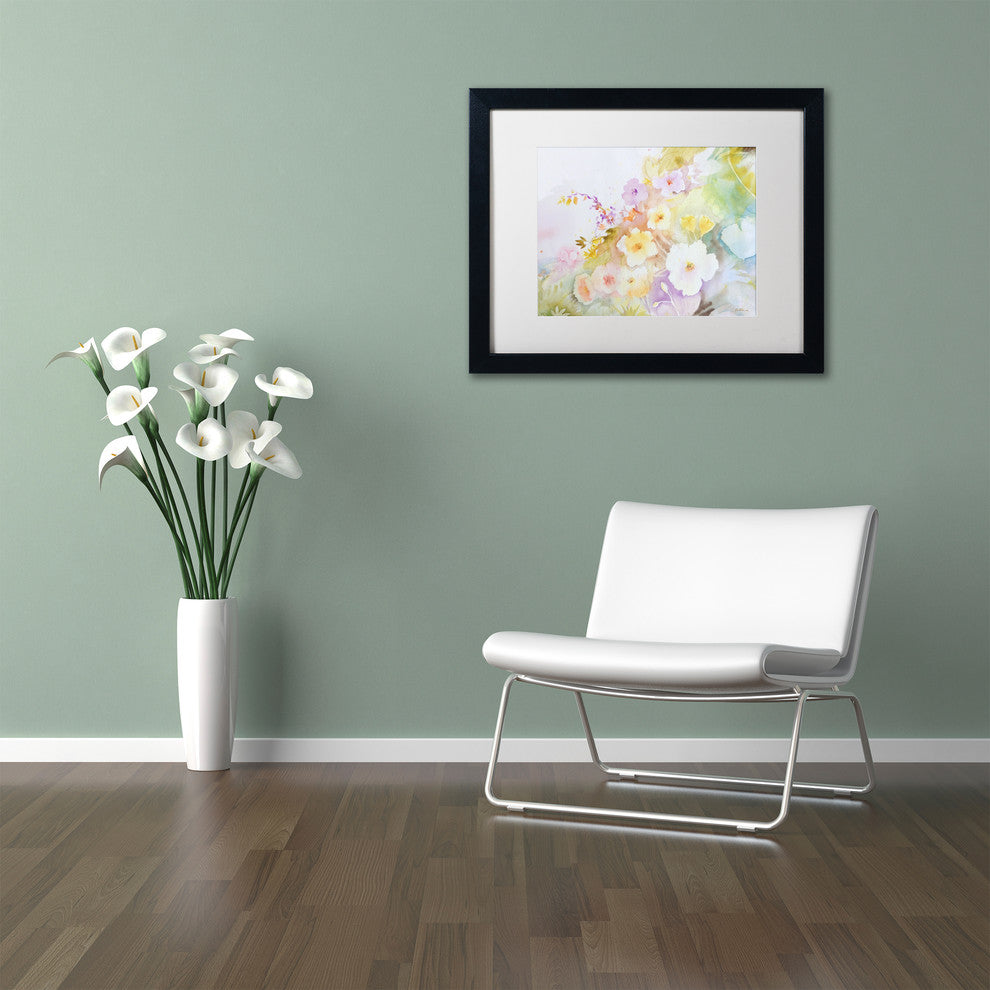 Sheila Golden 'Garden Magic' Matted Framed Art, Black Frame, White, 14x11