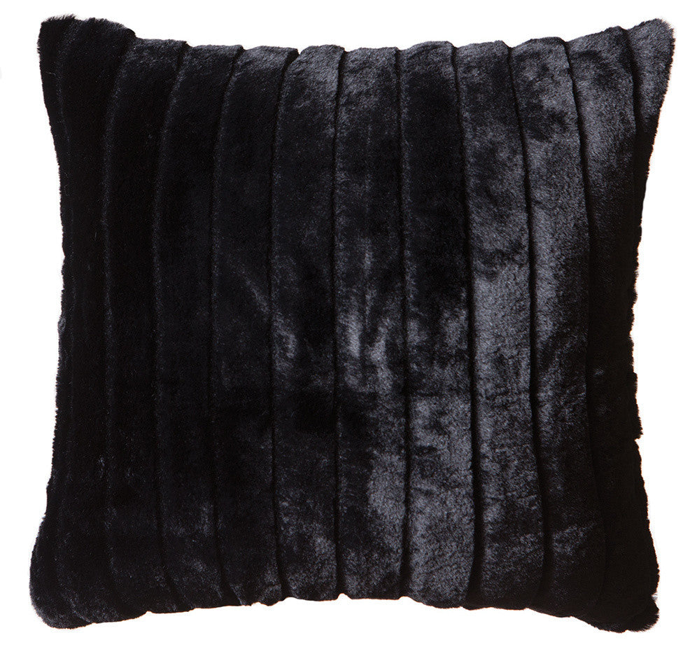 Faux Fur Throw Pillow 18"X18" (Cover Only), Black Striped Mink