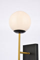 Noah 1-Light Black and Brass and White Glass Wall Sconce