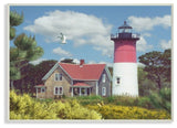 Nauset Lighthouse Forest and Fields Scene with Seagull, Wall Plaque, 10"x15"