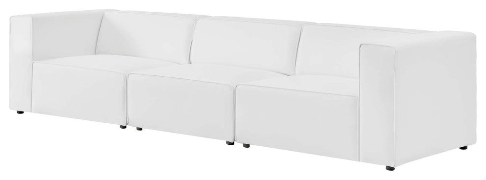 Sectional Sofa Set, Faux Vegan Leather, White, Modern, Living Lounge Hospitality