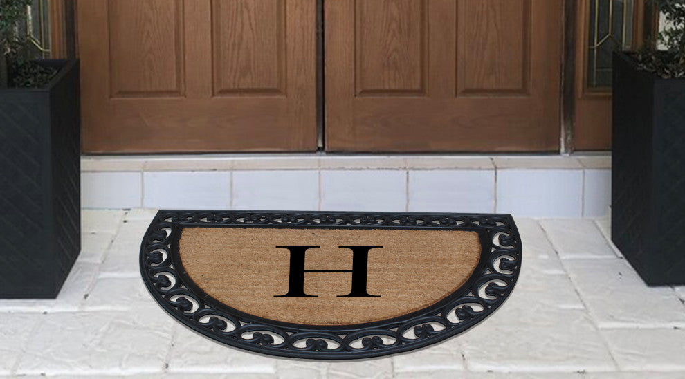 A1HC Half Round 30"x48" Double Door Monogrammed Doormat, H