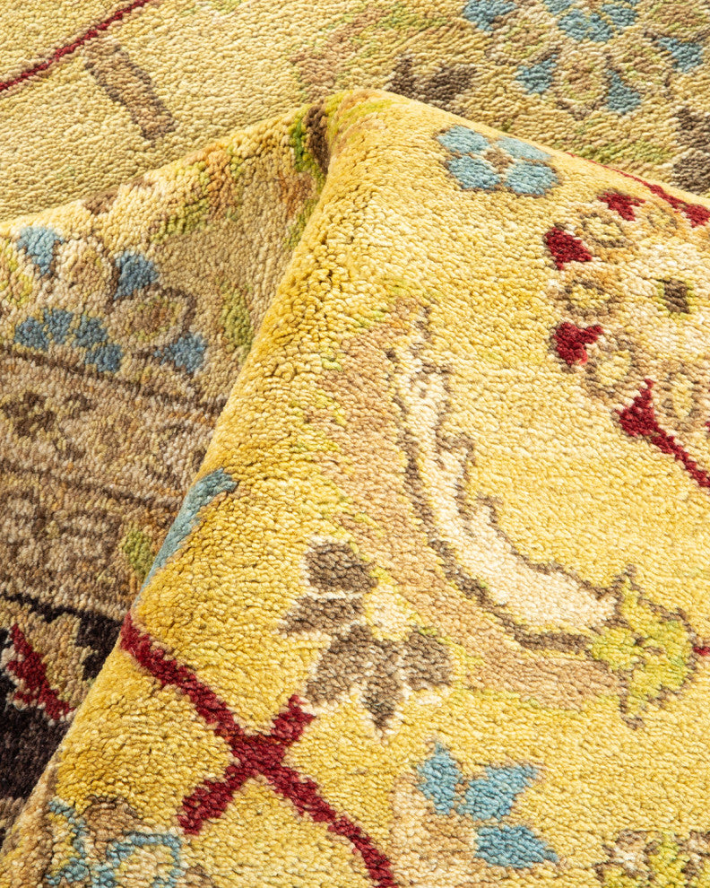 Eclectic, One-of-a-Kind Hand-Knotted Area Rug Green, 10'0"x16'0"