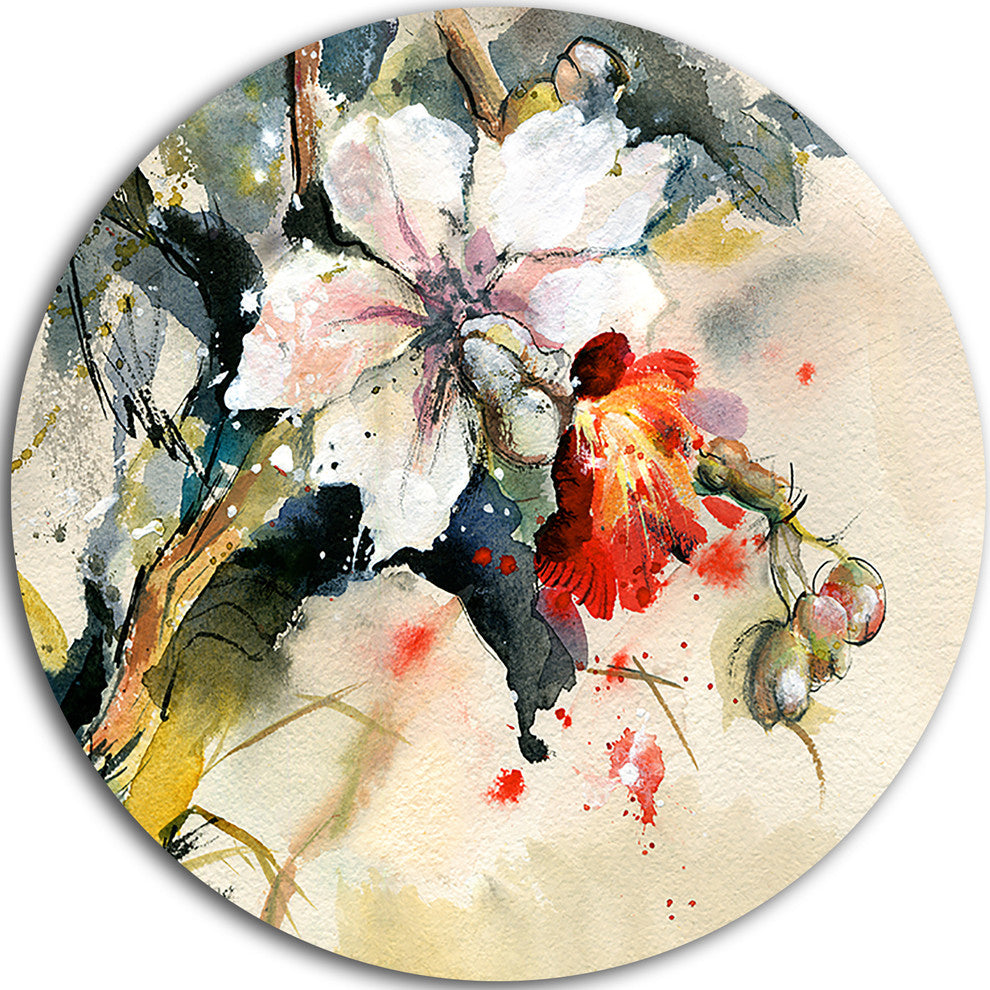 Orchid In Bloom, Floral Disc Metal Artwork, 11"