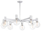 Wright 8-Light Chandelier, Matte Black, Chrome