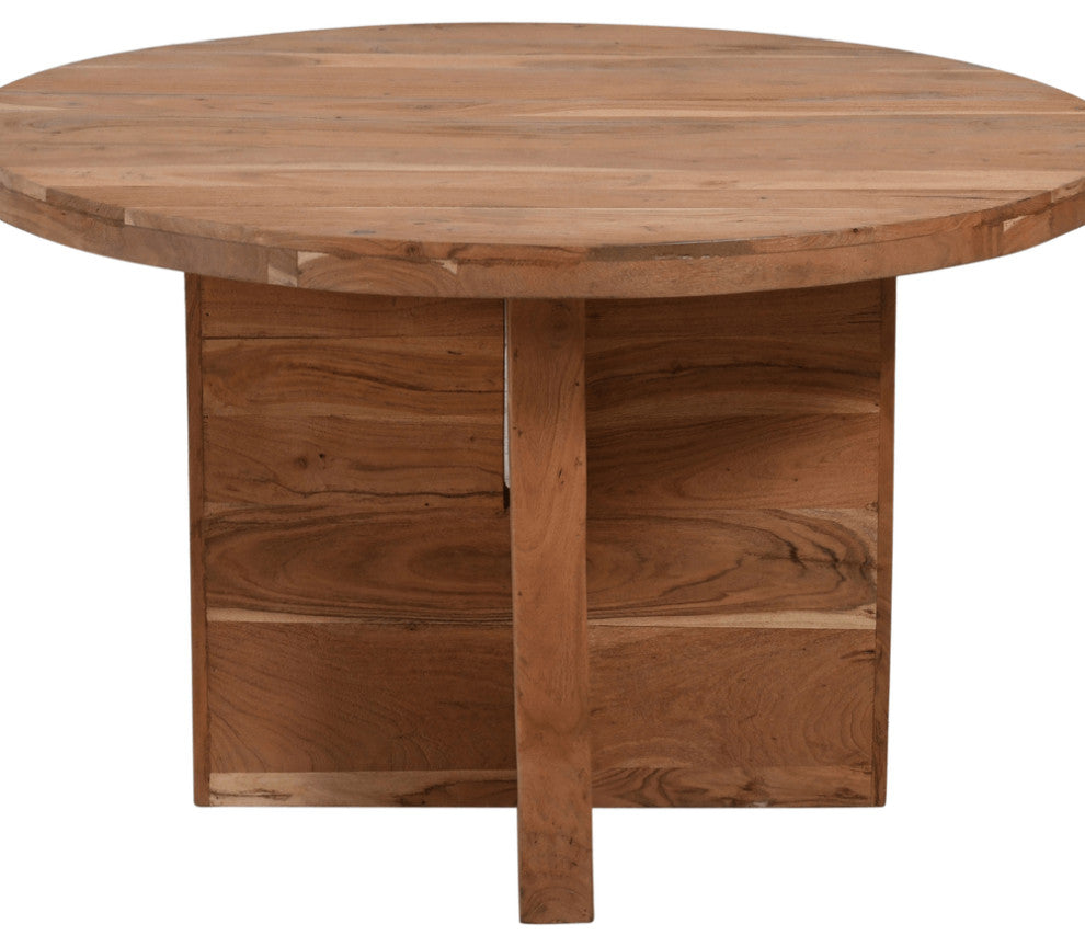48" Natural Rounded Solid Wood Dining Table
