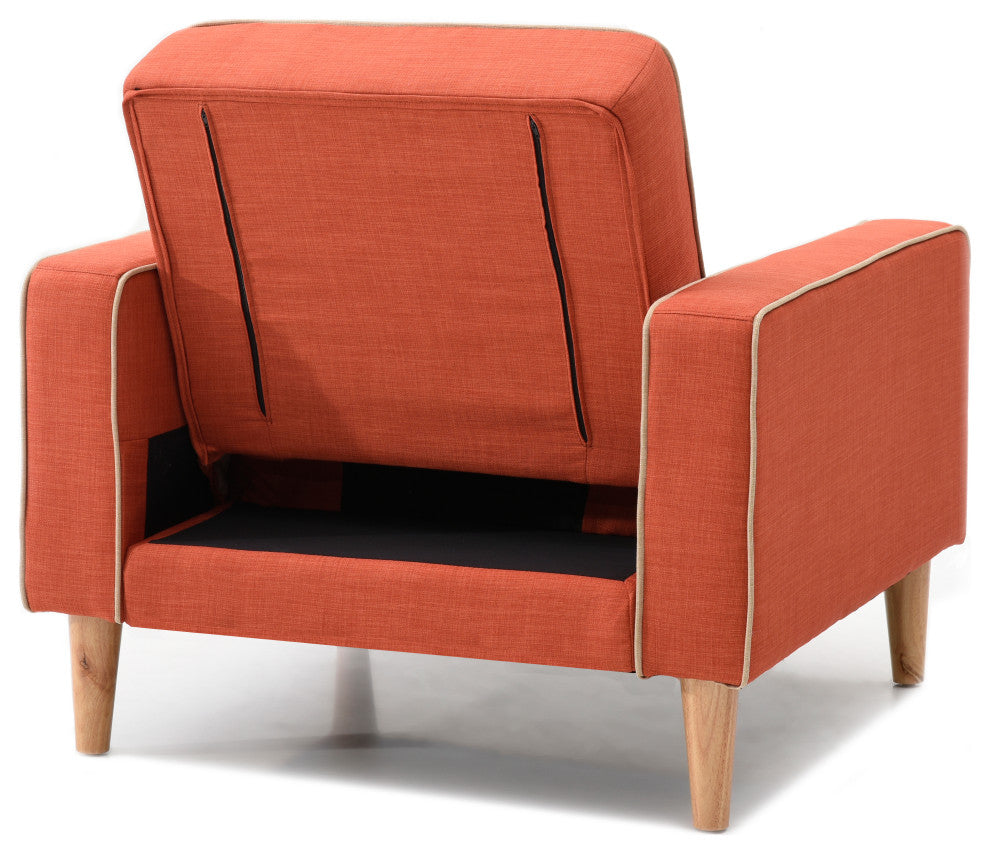 Navi Sleeper Chair, Tan Fabric, Orange Fabric