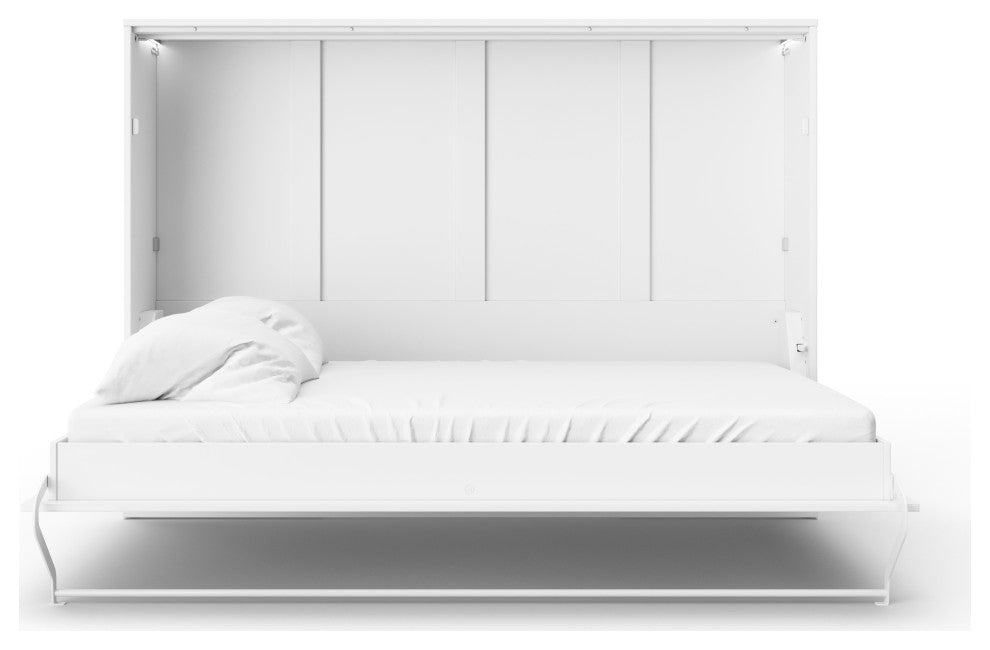 Contempo Horizontal Wall Bed, European Full XL size, White/White Gloss