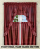 Ellis Curtain Stacey 60"x38" Ruffled Swag Curtain, Merlot