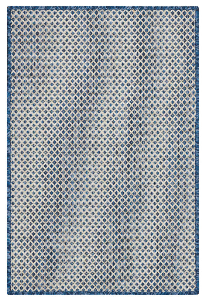 Nourison Courtyard 2' x 3' Ivory Blue Modern Area Rug