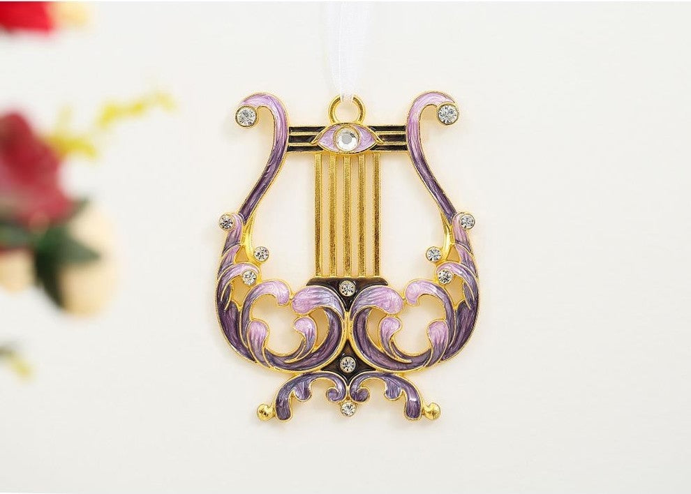 Traditional Ancient Harp Hanging Ornament Pewter Classic Wall Decor