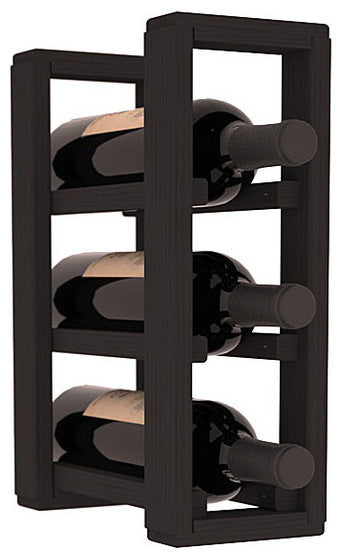 Pine 3-Bottle Countertop Wine Rack, Black Stain
