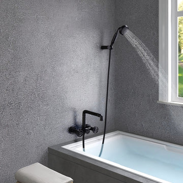 Ruth Industrial Pipe Wall Mounted Bathtub Filler Faucet with Hand Shower