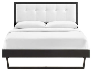 Willow King Wood Platform Bed With Angular Frame Black White