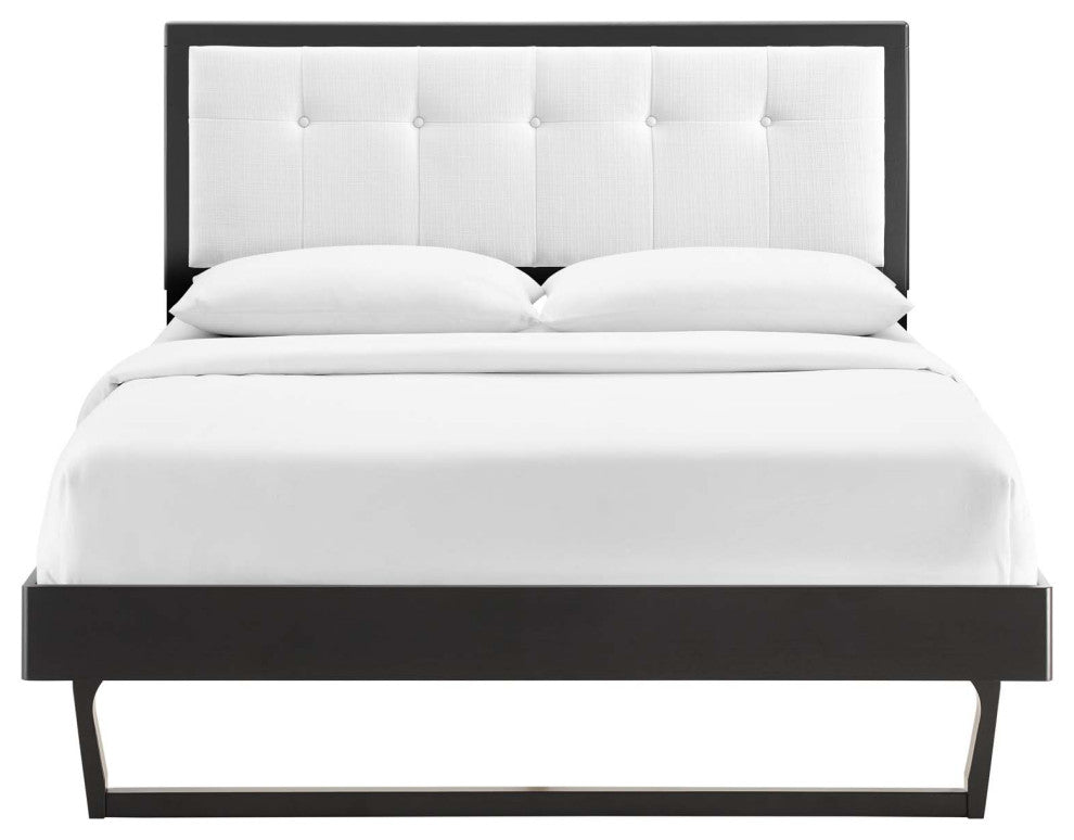 Willow King Wood Platform Bed With Angular Frame Black White
