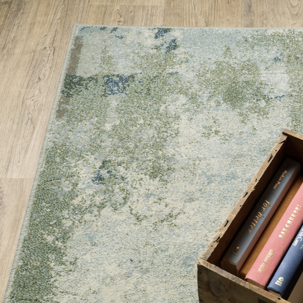 Bastian Contemporary Abstract Blue/ Green Indoor Area Rug, Blue, 7'10"x10'