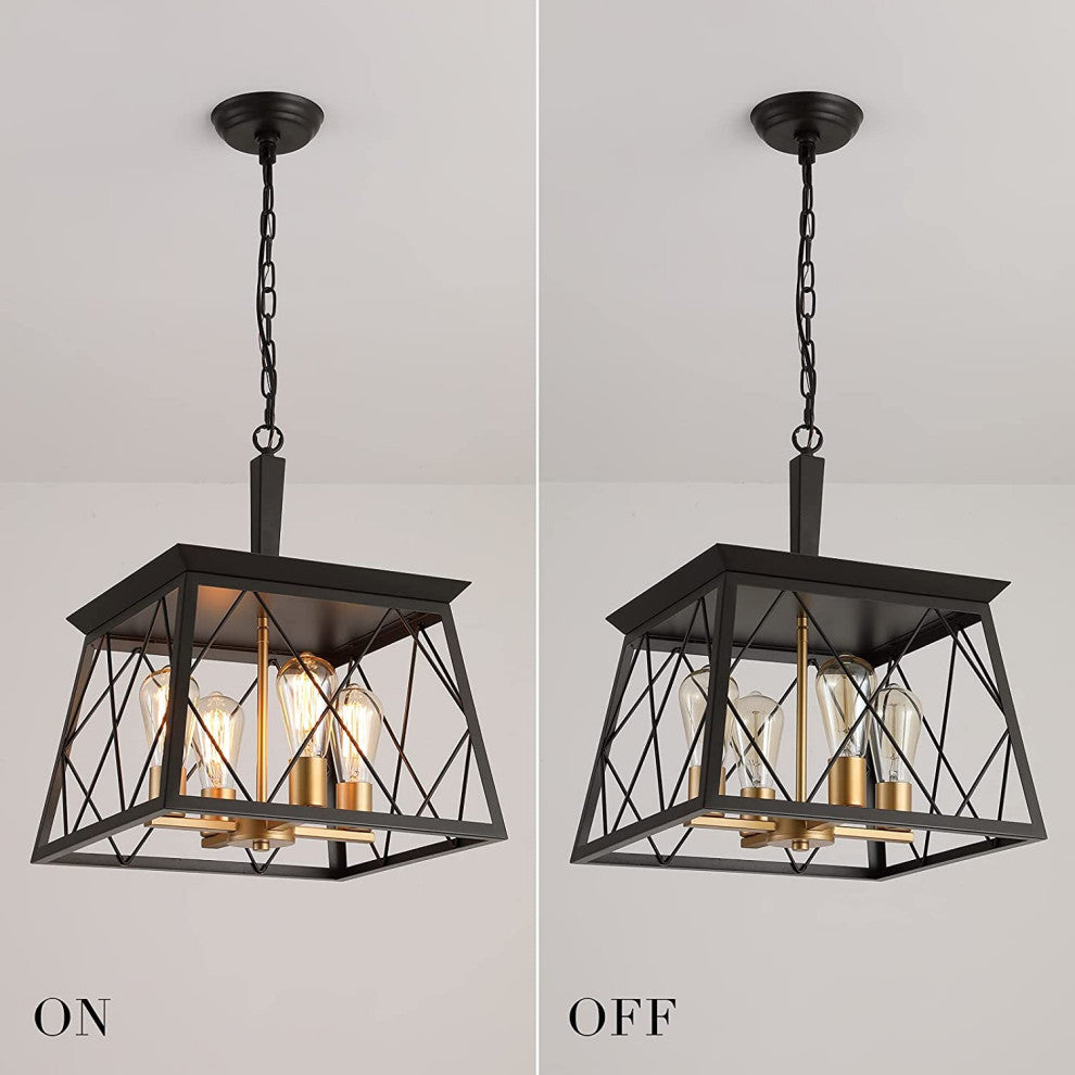 Industrial Farmhouse Chandelier 4 Light Pendant Ceiling Hanging Light Fixture