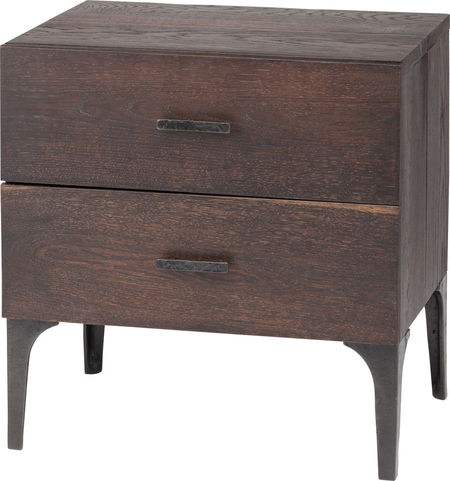 Prana Seared Oak Side Table With Cast Iron Legs