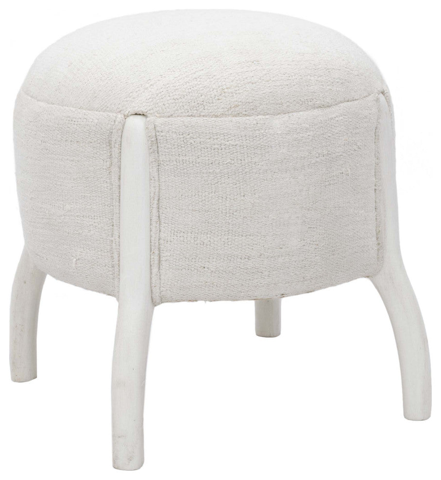 Vintage Hemp Kilim Upholstered Stool