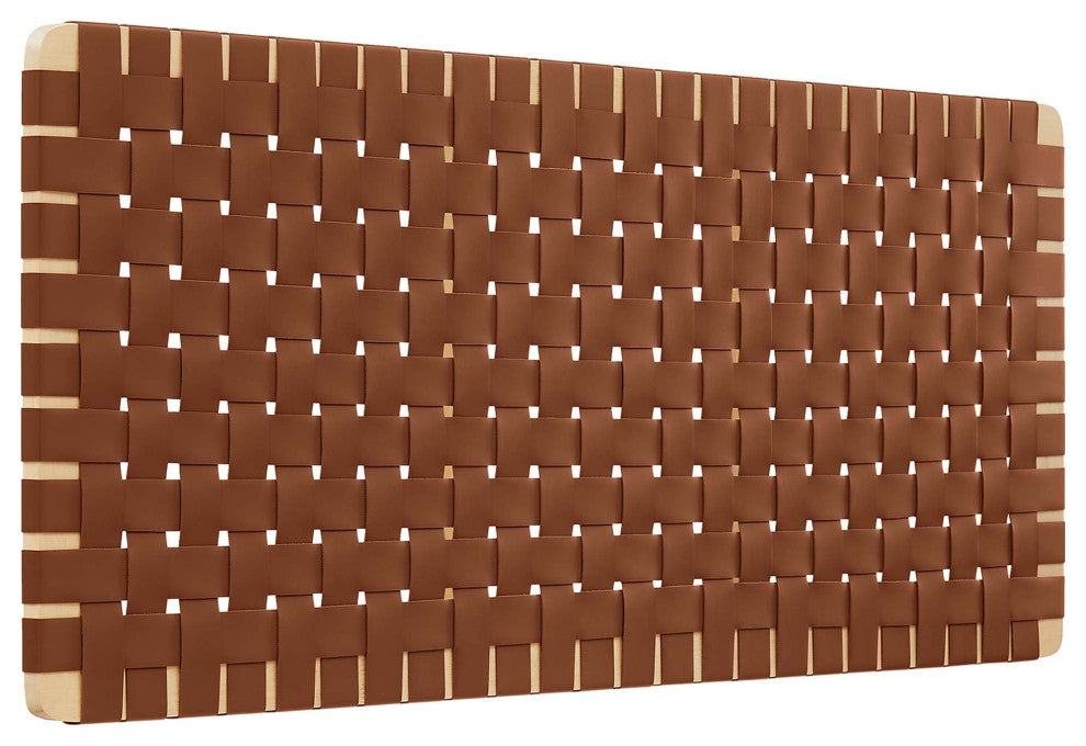 Sparta Weave Vegan Leather Full Headboard, Natural Brown