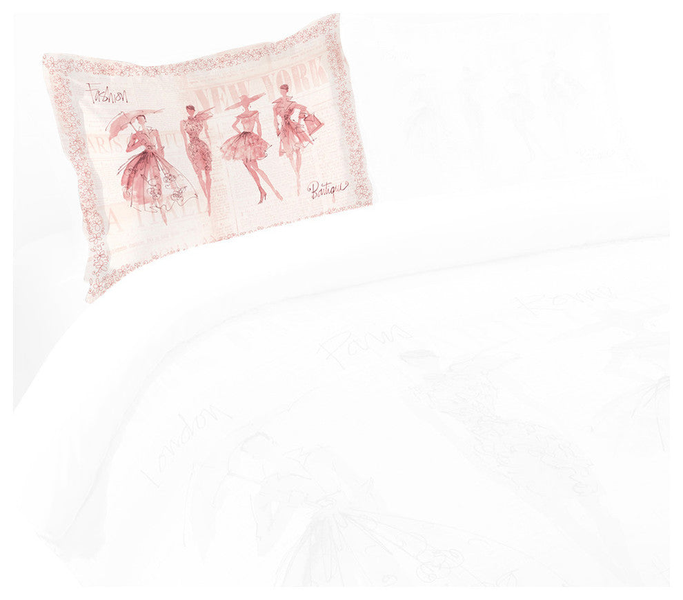 Laural Home Pink Fashion Sketchbook Standard Pillow Sham