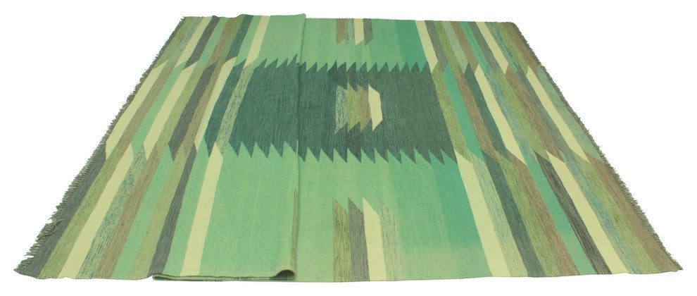 Winchester Kilim Edith Light Green/Gray Rug, 8'10x11'8