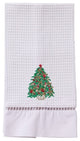 Waffle Weave Guest Towel, Christmas Tree, Green