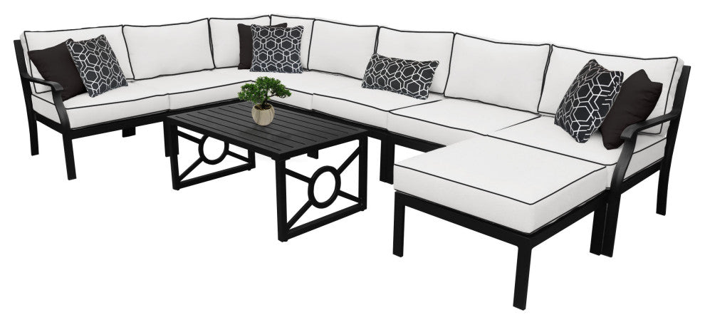 kathy ireland Madison Ave. 9 Piece Aluminum Patio Furniture Set 09d, Snow