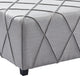 Gemini Ottoman, Silver Linen With Piping Accents and Wood Legs