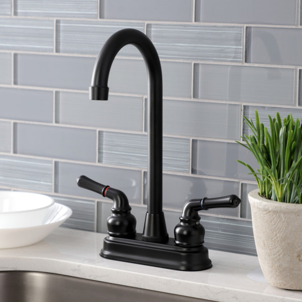 Kingston Brass KB490 Magellan Two-Handle 4" Centerset Bar Faucet, Matte Black