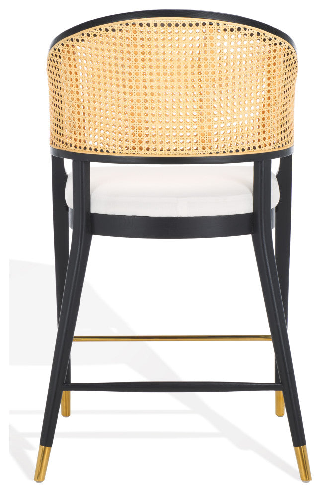 Safavieh Couture Rogue Rattan Barstool, Black/Natural