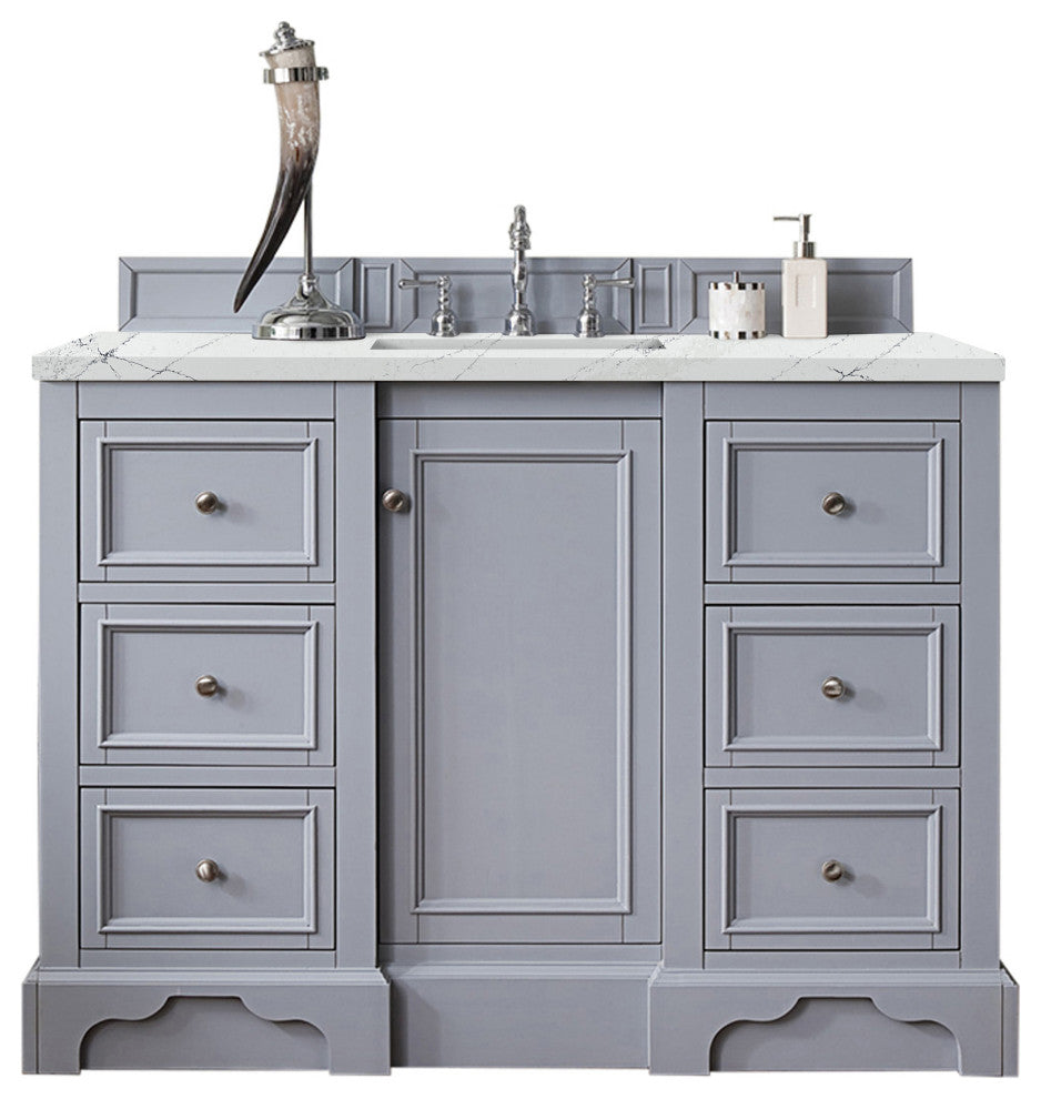James Martin 825-V48-SL-3ENC 48" Single Vanity Silver Gray w/ 3 CM Quartz Top