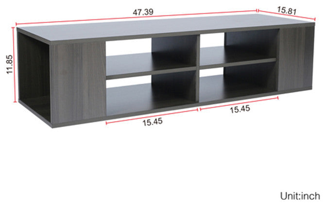 Wall Mounted black OAK floating tv stand height adjustable wooden tv