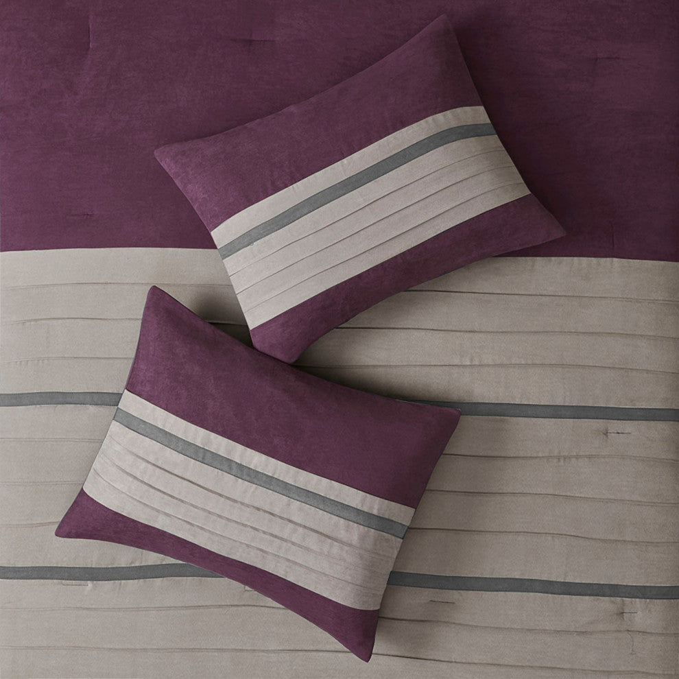 Madison Park Palmer Vera Microsuede 7-Piece Comforter Set, Purple