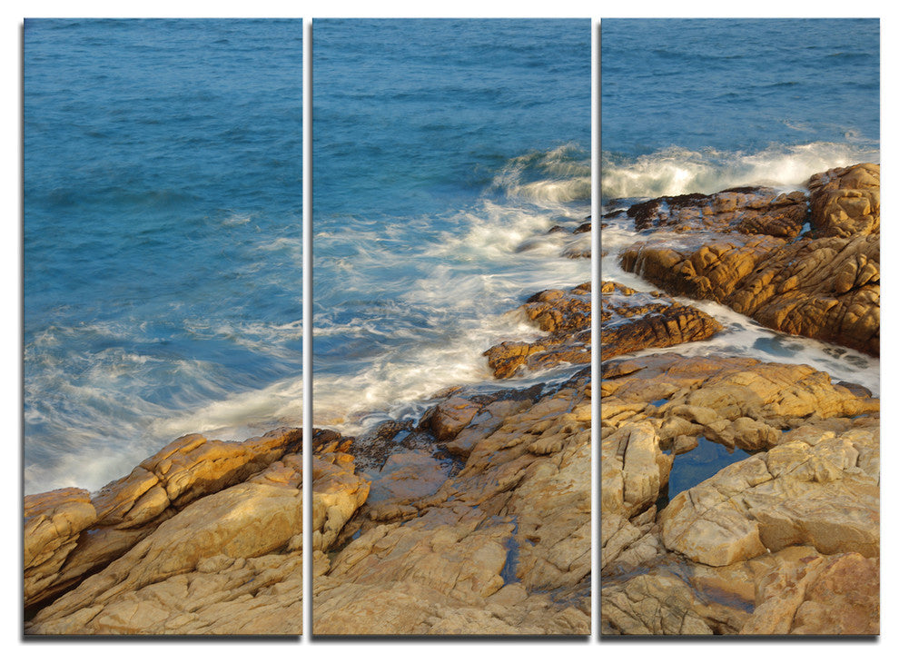 "Rocky Hong Kong Seashore" Metal Wall Art, 3 Panels, 36"x28"