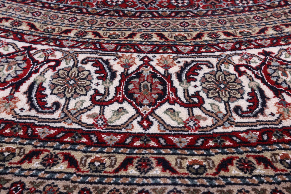 8' Round Fine Persian Bijar Wool and Silk Hand Knotted Rug Q9498