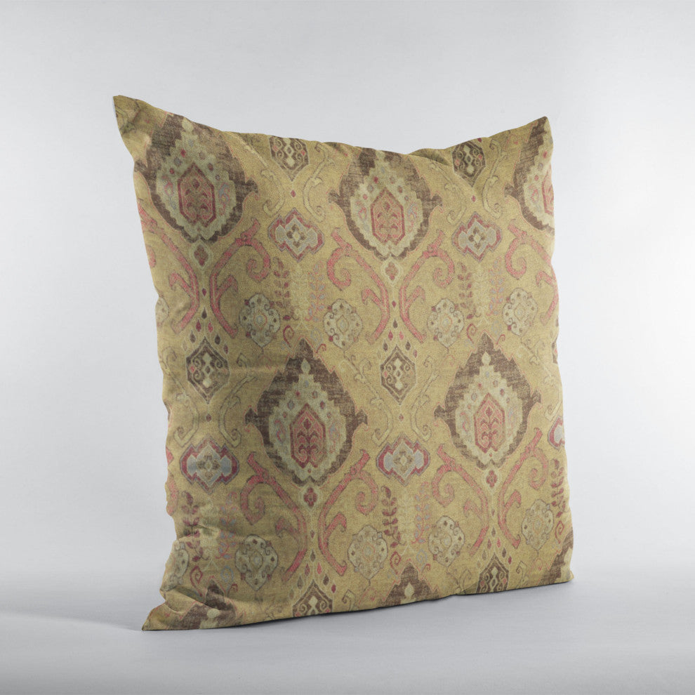 Vintage Gold Romero Woven Luxury Throw Pillow, Double sided 16"x16"