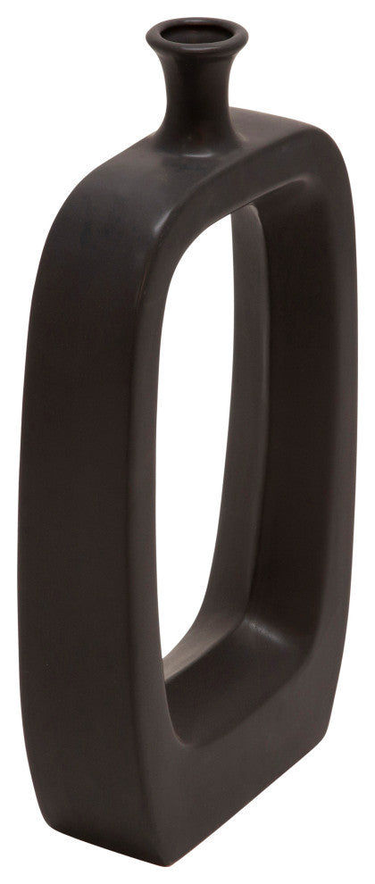Ceramic 18" Vase With Cutout, Black