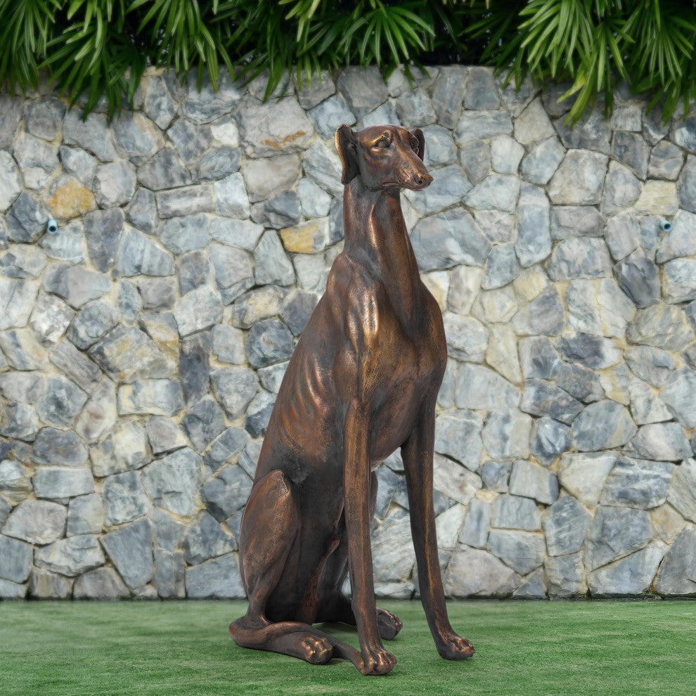 30.25"H MGO Sitting Greyhound Dog Statue