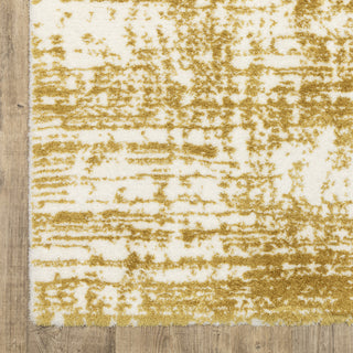 Greer Modern Distressed Etchings Gold/ Ivory Area Rug, 3'10" x 5'5"